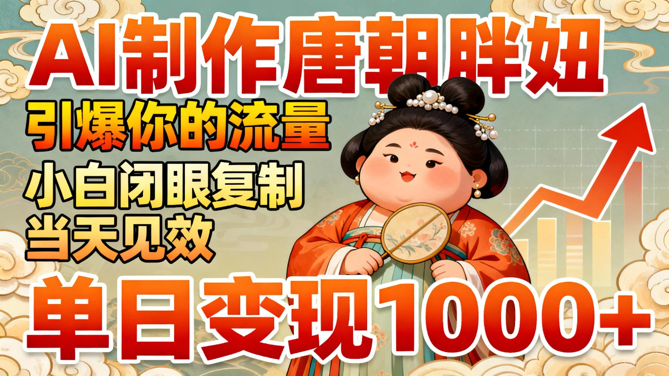 AI制作“唐朝胖妞”引爆你的流量，小白闭眼复制，当天见效，单日变现1000+
