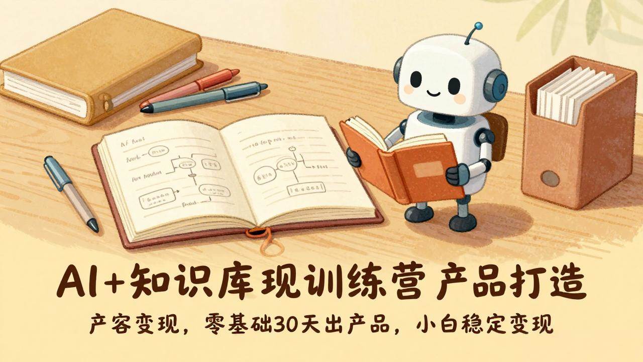 AI+知识库变现训练营，产品打造、内容创作、全平台变现，零基础30天出产品，小白稳定变现