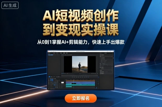 【精】AI短视频创作到变现实操课，从0到1掌握AI+剪辑能力，快速上手出爆款（更新10月）