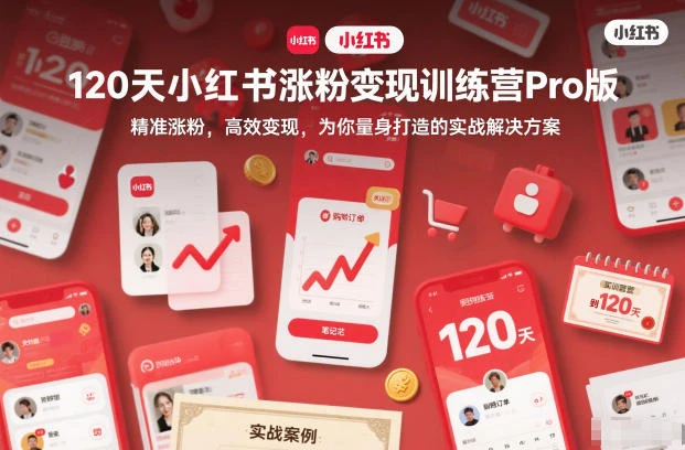 【精】120天小红书涨粉变现训练营Pro版，精准涨粉，高效变现，为你量身打造的实战解决方案