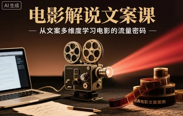 【精】电影解说文案课,从文案多维度学习电影的流量密码