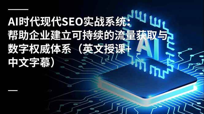AI时代现代SEO实战系统：帮助企业建立可持续的流量获取与数字权威体系（英文授课+中文字幕）