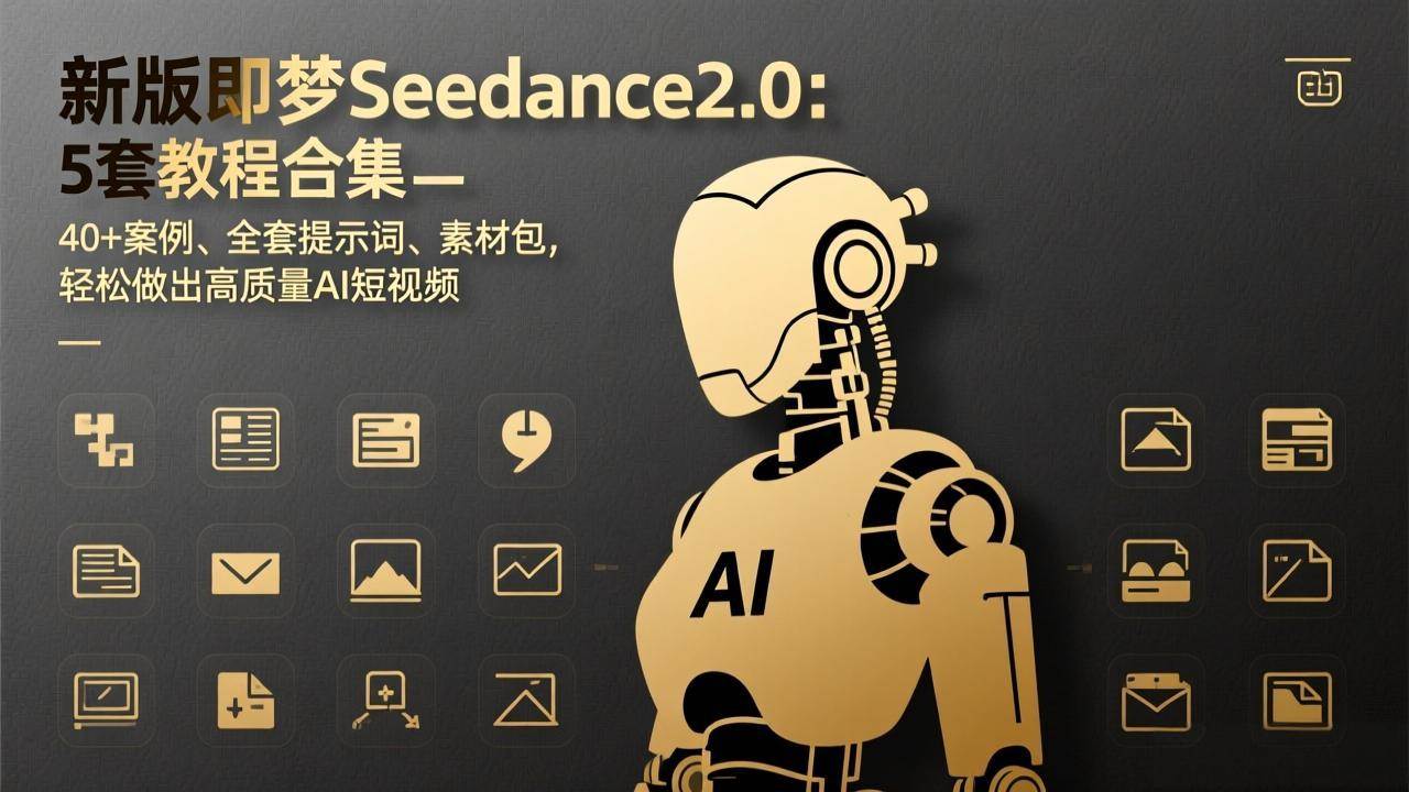 新版即梦Seedance2.0：5套教程合集，40+案例、全套提示词、素材包，轻松做出高质量AI短视频