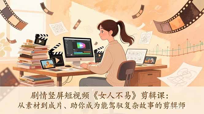 剧情竖屏短视频《女人不易》剪辑课：从素材到成片、助你成为能驾驭复杂故事的剪辑师