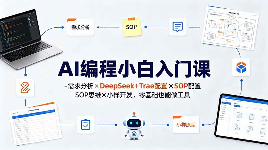 (19539期)AI编程小白入门课-需求分析×DeepSeek+Trae配置×SOP思维×小样开发,零基础也能做工具 AI编程小白入门课-需求分析×DeepSeek+Trae配置×SOP思维×小样开发,零基础也能做工具