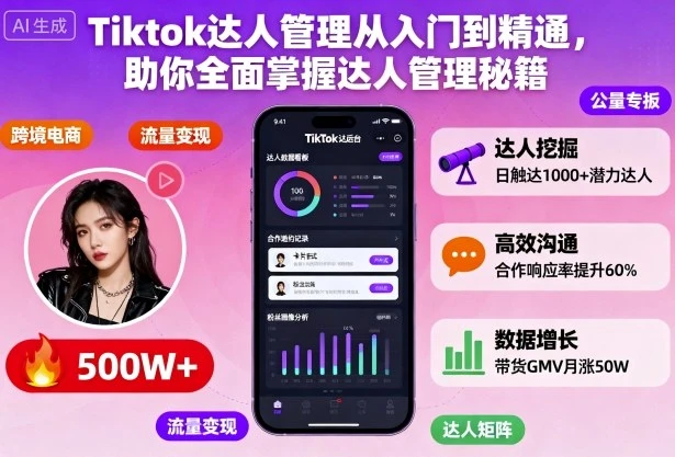 【精】Tiktok达人管理从入门到精通，助你全面掌握达人管理秘籍