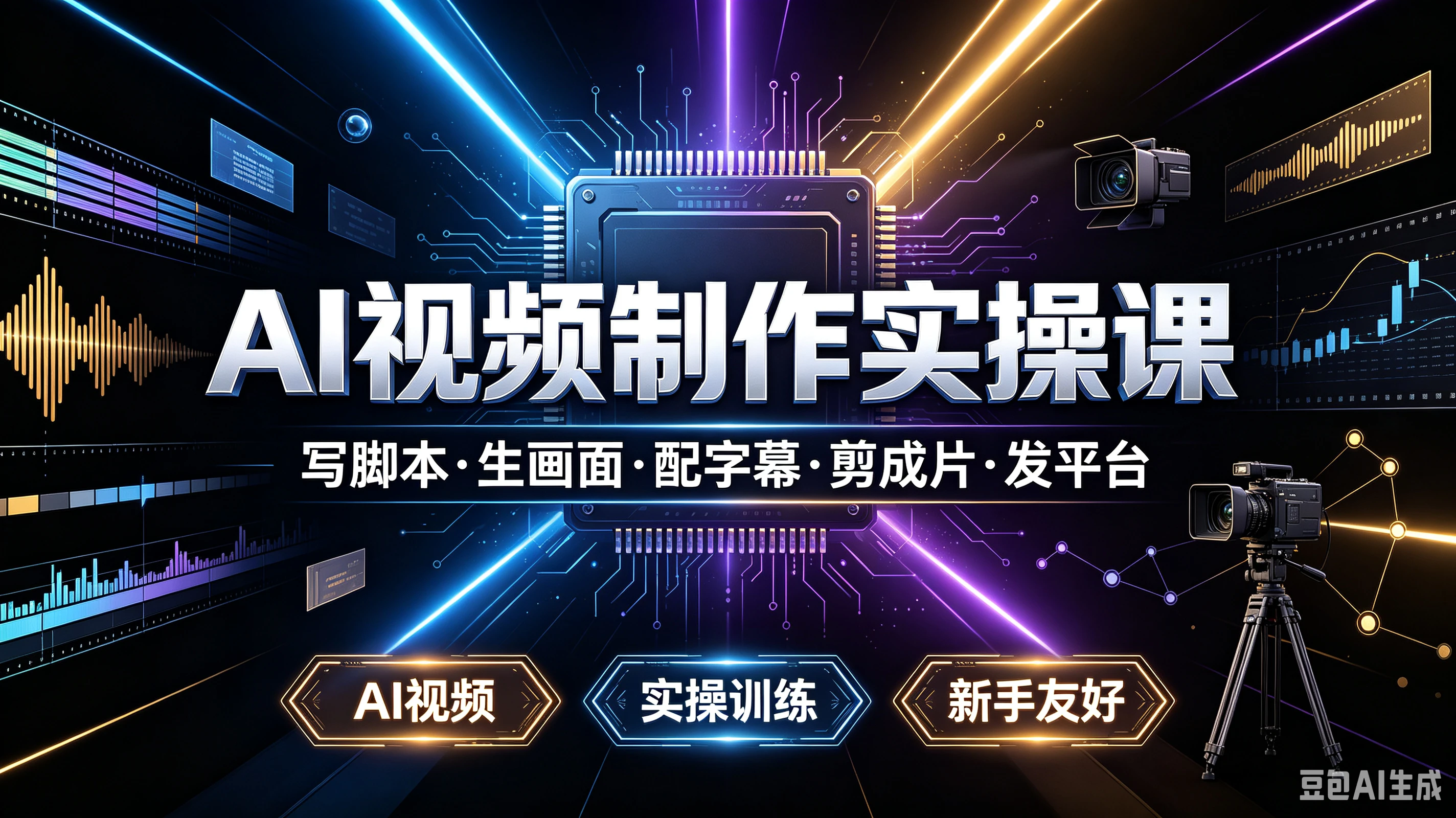 【精】AI视频制作实操课写脚本·生画面·配字幕·剪成片·发平台,AI视频、实操训练、新手友好
