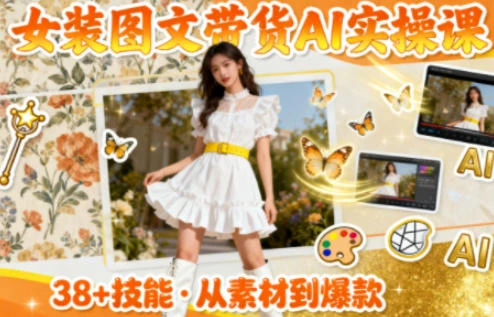 【精】女装图文带货的AI实操课，覆盖38个实用技能，快速提升素材制作效率