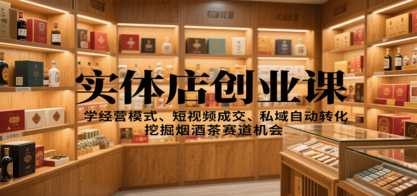 实体店创业课:学经营模式、短视频成交、私域自动转化,挖掘烟酒茶赛道机会 实体店创业课:学经营模式、短视频成交、私域自动转化,挖掘烟酒茶赛道机会