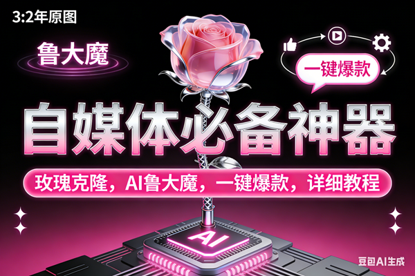 玫瑰克隆神器，ai鲁大魔，自媒体必备工具，一键爆款神器，详细教程。