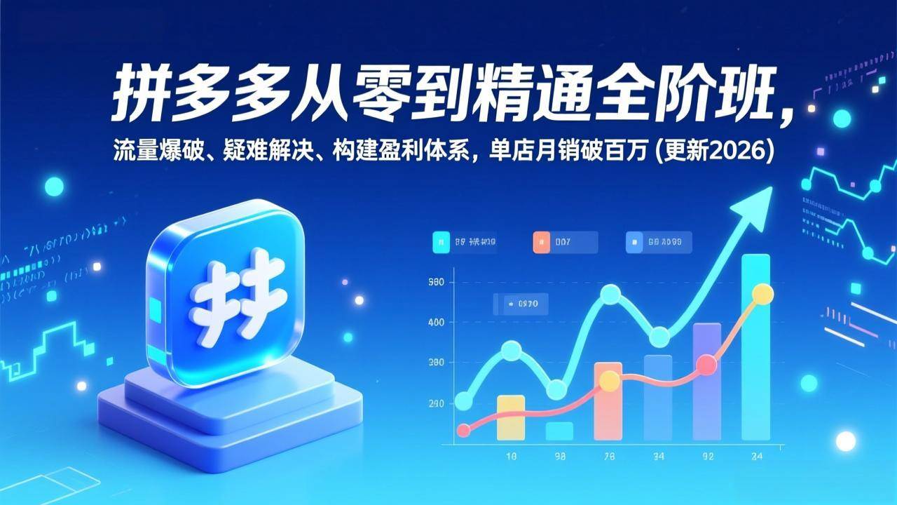 拼多多从零到精通全阶班，流量爆破、疑难解决，构建盈利体系，单店月销破百万(更新2026)