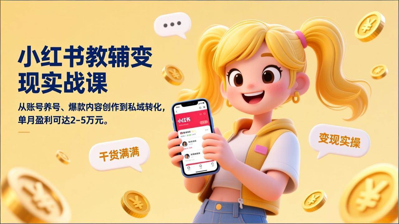 (17334期)小红书教辅变现实战课,从账号养号、爆款内容创作到私域转化,单月盈利可达2-5万元 小红书教辅变现实战课,从账号养号、爆款内容创作到私域转化,单月盈利可达2-5万元