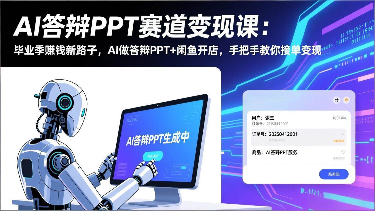 (17546期)AI答辩PPT赛道变现课:毕业季赚钱新路子,AI做答辩PPT+闲鱼开店,手把手教你接单变现 AI答辩PPT赛道变现课:毕业季赚钱新路子,AI做答辩PPT+闲鱼开店,手把手教你接单变现
