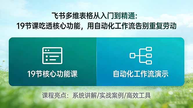 飞书多维表格从入门到精通：19节课吃透核心功能，用自动化工作流告别重复劳动