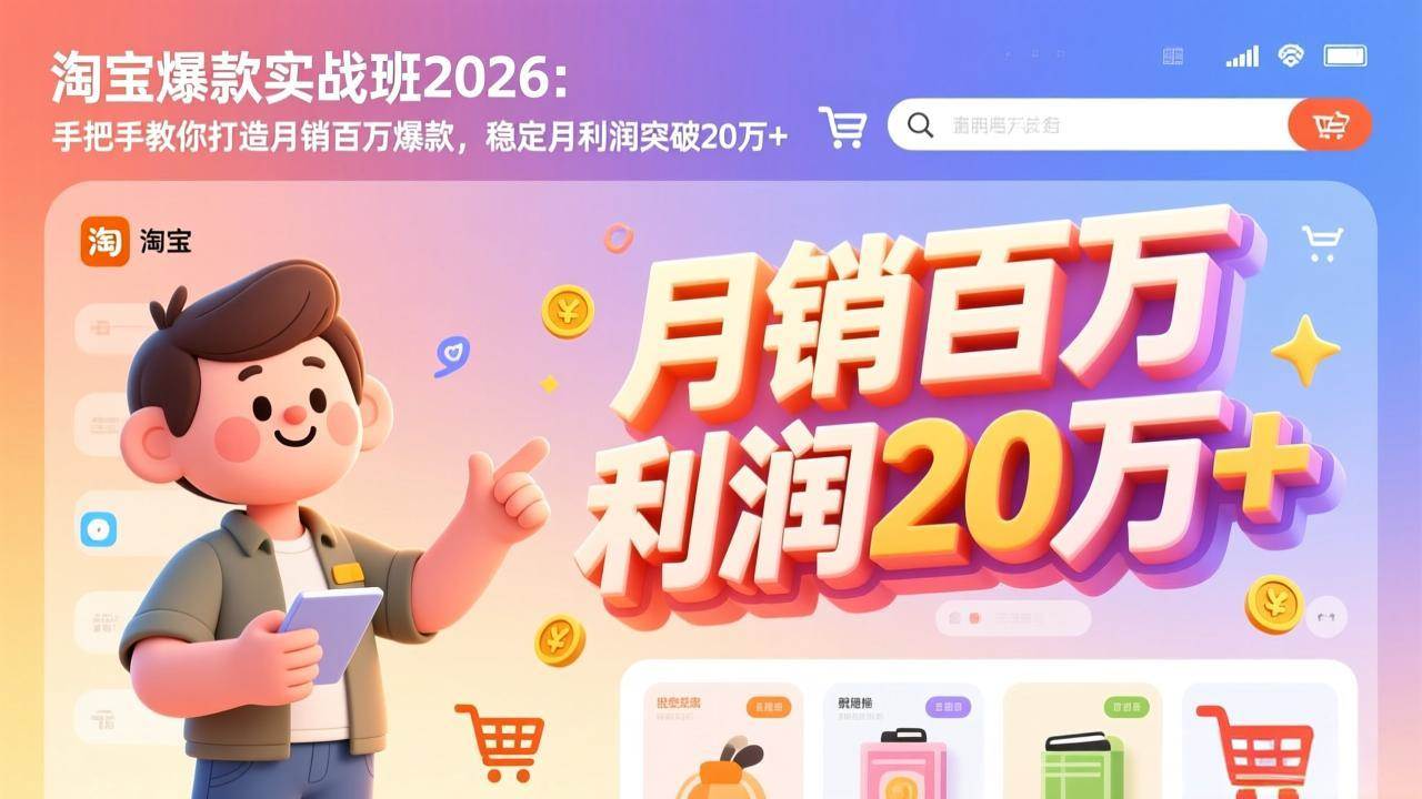 (17209期)淘宝爆款实战班2026:手把手教你打造月销百万爆款,稳定月利润突破20万+ 淘宝爆款实战班2026:手把手教你打造月销百万爆款,稳定月利润突破20万+
