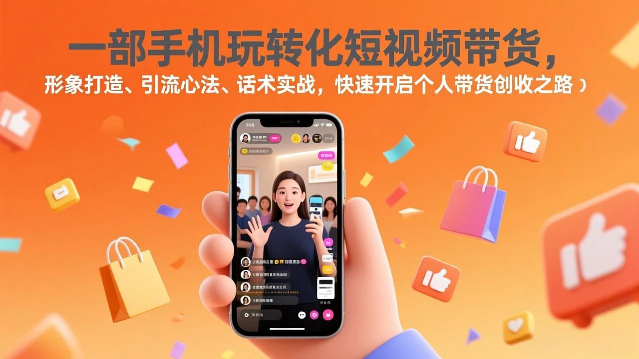 【精】一部手机玩转化短视频带货,形象打造、引流心法、话术实战,快速开启个人带货创收之路
