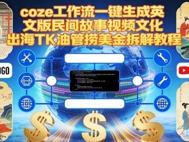 Coze扣子工作流一键生成英文版民间故事视频，文化出海TK油管捞美金拆解教程