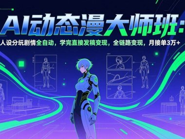 AI动态漫剧大师班：人设分镜剧情全自动，学完直接发稿变现，全链路变现，月接单3万+