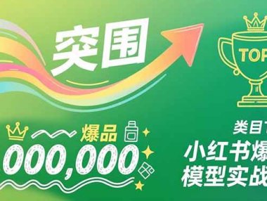 小红书爆品模型实战营，从新品突围到成为类目TOP，可复制路径，打造多个营收百万级爆品