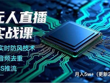 无人直播实战课（更新2月），非实时防风技术、AI音频去重、OBS推流，建立技术壁垒，月入5w+