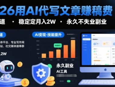 2026用AI代写文章賺稿费，提供接单渠道，稳定月入2W，永久不失业副业
