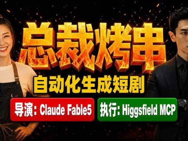 《总裁烤串》真人短剧全自动诞生!Claude Fable5 当导演,Higgsfield MCP 执行!