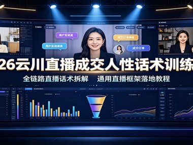 2026云川直播成交人性话术训练营:全链路直播话术拆解,通用直播框架落地教程