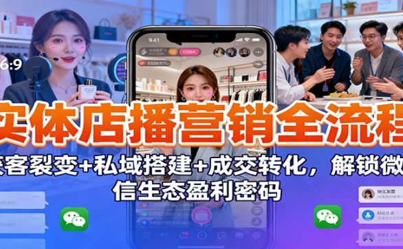 实体店播营销全流程：获客裂变+私域搭建+成交转化，解锁微信生态盈利密码