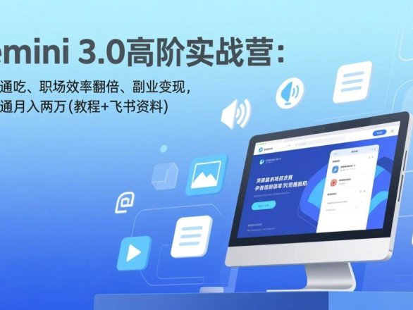 Gemini 3.0高阶实战营：多模态通吃、职场效率翻倍、副业变现，一周跑通月入两万(教程+飞书资料)